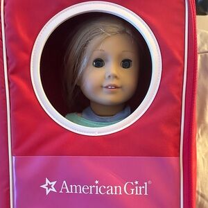 American Girl Truly Me Doll with Red and White Travel Case and Accessories
